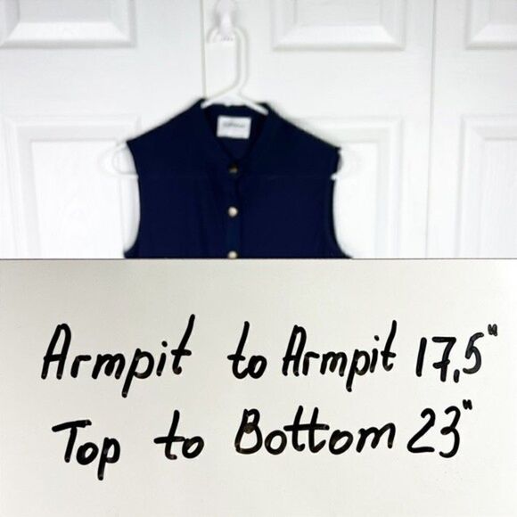 Anthropologie Callahan Ribbed Sleeveless Button Front Mira Top Navy Blue S NWT - Picture 7 of 8